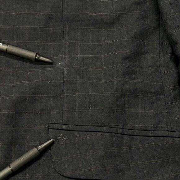 Kenneth Cole Reaction Wool Blazer Suit Jacket Coat 46 R Dark Navy Blue Check - Picture 5 of 8